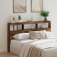 Hoofdbordkast met LED 180x17x102 cm oud hout - thumbnail