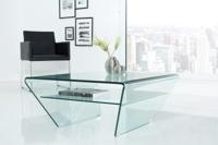 Moderne glazen salontafel FANTOME 70cm trapeziumvormig met transparante plank - 39054 - thumbnail