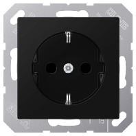 JUNG A550 stopcontact mat zwart grafiet slagvast 1520 NBF SWM keuze uit rond of vierkant afdekraam - thumbnail