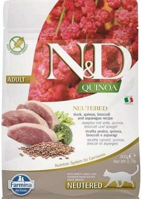 FARMINA N&D Quinoa Cat Duck, Broccoli, Asparagus Neutered Adult - droog kattenvoer - 300 g