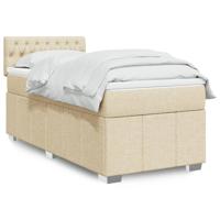 Boxspring met matras stof crèmekleurig 200x200 cm - thumbnail
