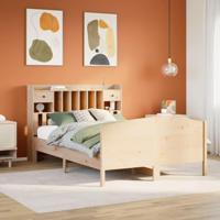 Bed met boekenkast zonder matras massief grenenhout 140x200 cm - thumbnail