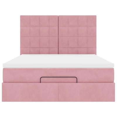 Ottoman bed met matrassen en LED's 140x200cm fluweel roze