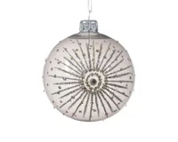 Kerstbal Glas Glitter Ø8cm Marmer Grijs - thumbnail