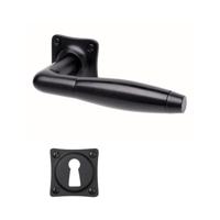 De Oude Deurklink Klassiek geveerd mat zwart vierkant en sleutelrozet - thumbnail