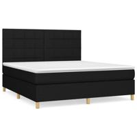 Boxspring met matras stof zwart 160x200 cm - thumbnail