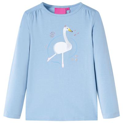 Kindershirt met lange mouwen zwanenprint 116 lichtblauw