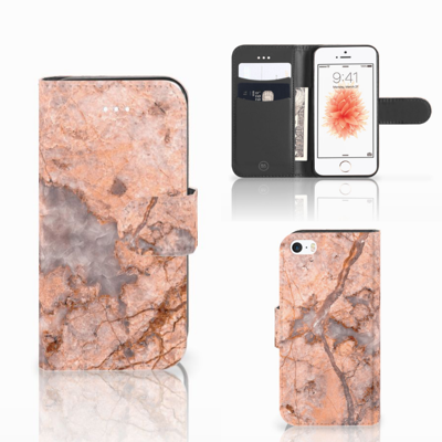 Apple iPhone 5 | 5s | SE | Bookcase | Marmer Oranje
