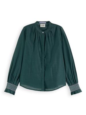Long-sleeved smocked cuff shirt