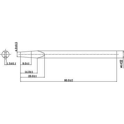 TOOLCRAFT Soldeerpunt Beitelvorm Grootte soldeerpunt 6 mm Lengte soldeerpunt: 75 mm Inhoud: 1 stuk(s)