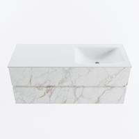 MONDIAZ VICA 120cm badmeubel onderkast Carrara 2 lades. Wastafel CLOUD rechts 1 kraangat, kleur Talc. - thumbnail