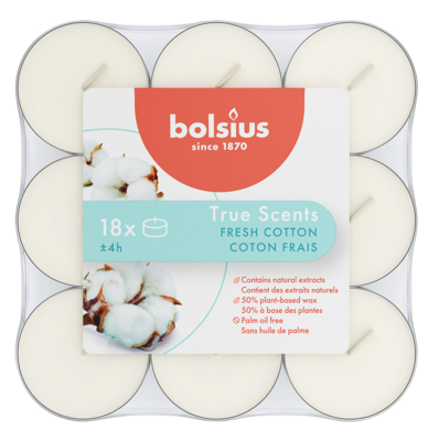Bolsius True Scents Fresh Cotton Geurtheelichten 18 Stuks