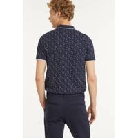 JACK & JONES CORE slim fit polo Bowden met all over print donkerblauw - thumbnail