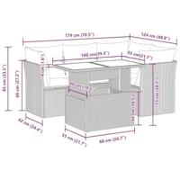 5-delige Loungeset met kussens poly rattan acacia grijs - thumbnail