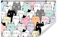 Fotobehang - Kleurrijke cartoon katten, ook mooi voor in een kinderkamer, 11 maten, inclusief behanglijm - thumbnail