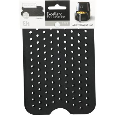 Excellent Houseware Airfryer mat siliconen 21x13cm zwart