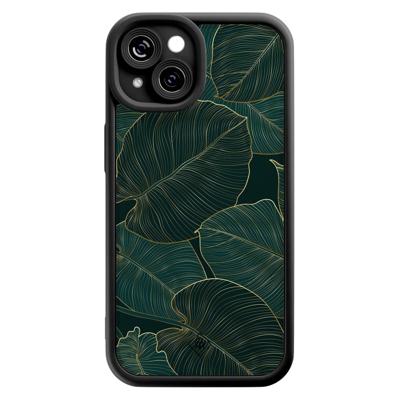 iPhone 15 zwarte case - Monstera leaves iPhone 15 zwarte case - Monstera leaves