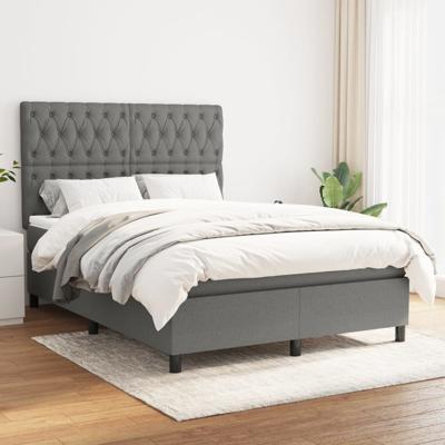 Boxspring met matras stof donkergrijs 180x200 cm