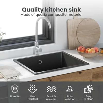 VidaXL Keukenwasbak zwart 38 x 44 x 20 cm graniet