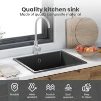 VidaXL Keukenwasbak zwart 38 x 44 x 20 cm graniet - thumbnail
