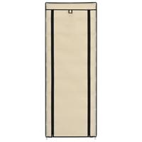 Schoenenkast met hoes 57x29x162 cm stof crme - thumbnail