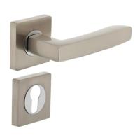 Deurkruk 1714 Dean op vierkant rozet 7mm nokken met profielcilindergat plaatjes chroom/nikkel mat - thumbnail