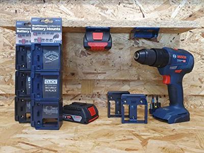 StealthMounts BM-BO18-BLU-6 Accuhouder voor Bosch 18V pro | Blauw | 6-pack - BM-BO18-BLU-6
