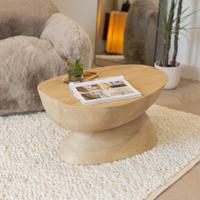By-Boo Salontafel 'Cobble' Mangohout, 75 x 59cm, kleur Naturel - thumbnail