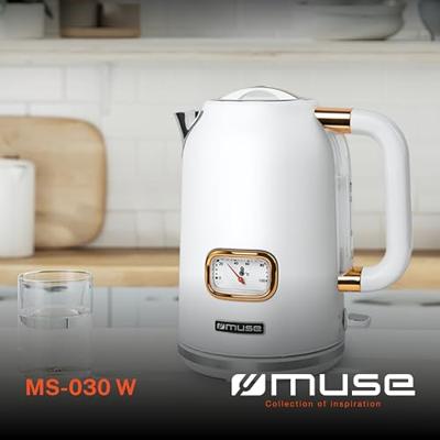Muse MS-030W - Elektrische waterkoker, 1,7 L, wit/messing Muse MS-030W - Elektrische waterkoker, 1,7 L, wit/messing