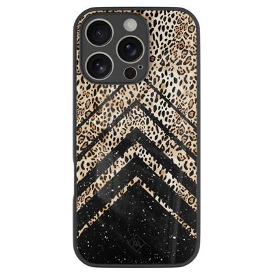 iPhone 16 Pro glazen hardcase - Chevron luipaard