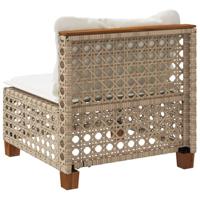 Tuinbank zonder armleuning met kussens poly rattan beige - thumbnail