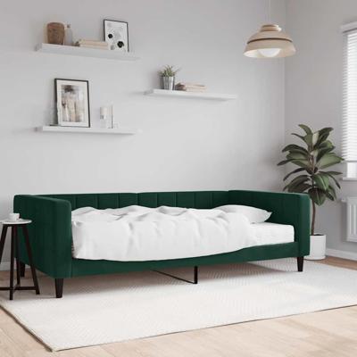 Slaapbank met matras 100x200 cm fluweel donkergroen