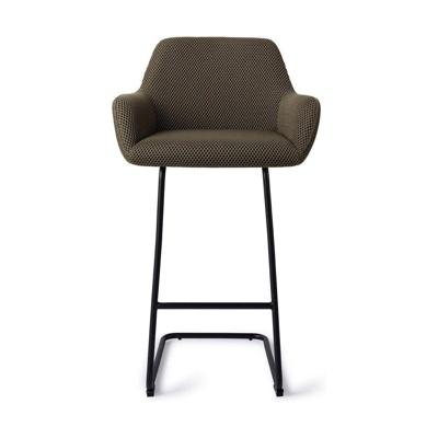 Jesper Home Barkruk 'Hiroo' Arch Black, kleur Jungle Jewel (zithoogte 76cm)