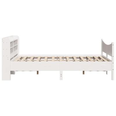 Bedframe met hoofdbord massief grenenhout wit 150x200 cm