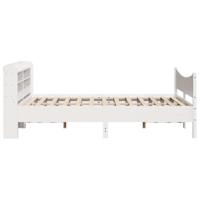 Bedframe met hoofdbord massief grenenhout wit 150x200 cm - thumbnail