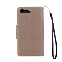 Sony Xperia X horizontaal 3D Vlinders bloemen patroon PU leren Flip Hoesje met houder, draagriem en opbergruimte voor pinpassen & geld (licht bruin) - thumbnail