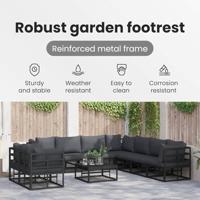 Tuinbankenset met kussen 9 pcs Zwart Aluminium - thumbnail