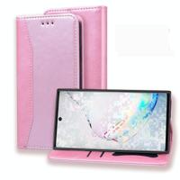 Voor Samsung Galaxy Note 10+ Business Stitching Horizontale Flip Lederen case met Double Folding & Bracket & Card Slots & Photo Frame & Wallet(Rose Go - thumbnail