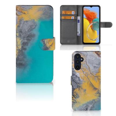 Samsung Galaxy M14 | Bookcase | Marble Blue Gold