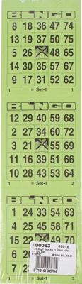 Bingokaarten, 3 kaarten per vel, pak van 5 x 100 vel Bingokaarten, 3 kaarten per vel, pak van 5 x 100 vel