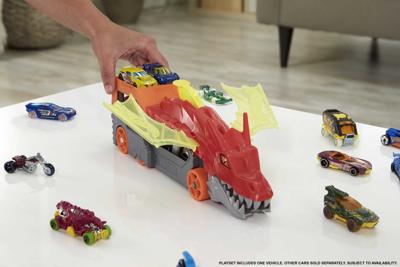 Hot Wheels City lanceringstrailer met draak