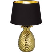 LED Tafellamp - Tafelverlichting - Trion Pinaply - E27 Fitting - Rond - Mat Goud - Keramiek - thumbnail