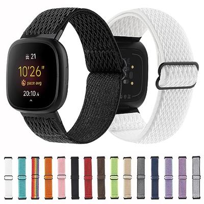 Fitbit Versa 3/4 & Sense 1/2 Nylon loop bandje - Paars met lichtblauw Fitbit Versa 3/4 & Sense 1/2 Nylon loop bandje - Paars met lichtblauw