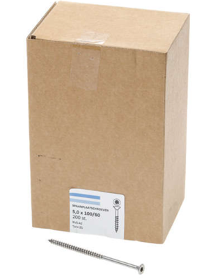 Hoenderdaal Spaanplaatschroef Rvs-A2 Pk Torx TX25 5.0X120/70 | 200 stuks - 0206.30.42801