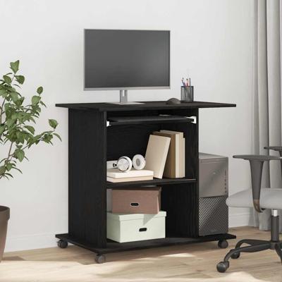 Computerbureau Zwart Eiken 80x50x75 cm Bewerkt Hout Computerbureau Zwart Eiken 80x50x75 cm Bewerkt Hout