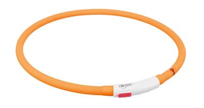 Trixie halsband usb siliconen lichtgevend oplaadbaar oranje