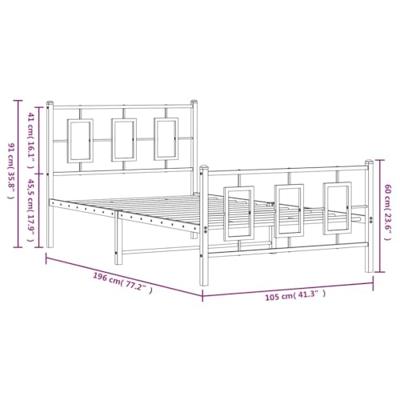 Bedframe met hoofd- en voeteneinde metaal zwart 100x190 cm - thumbnail
