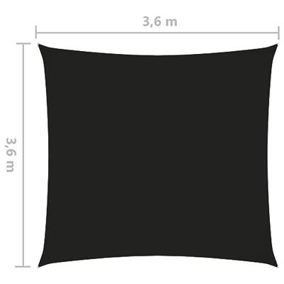 VidaXL Zonnescherm vierkant 3,6x3,6 m oxford stof zwart