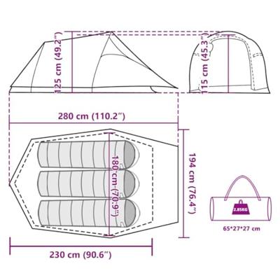 VidaXL Tunneltent 3-persoons waterdicht olijfgroen VidaXL Tunneltent 3-persoons waterdicht olijfgroen