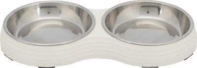Trixie voerbak kat dubbel melamine / rvs wit